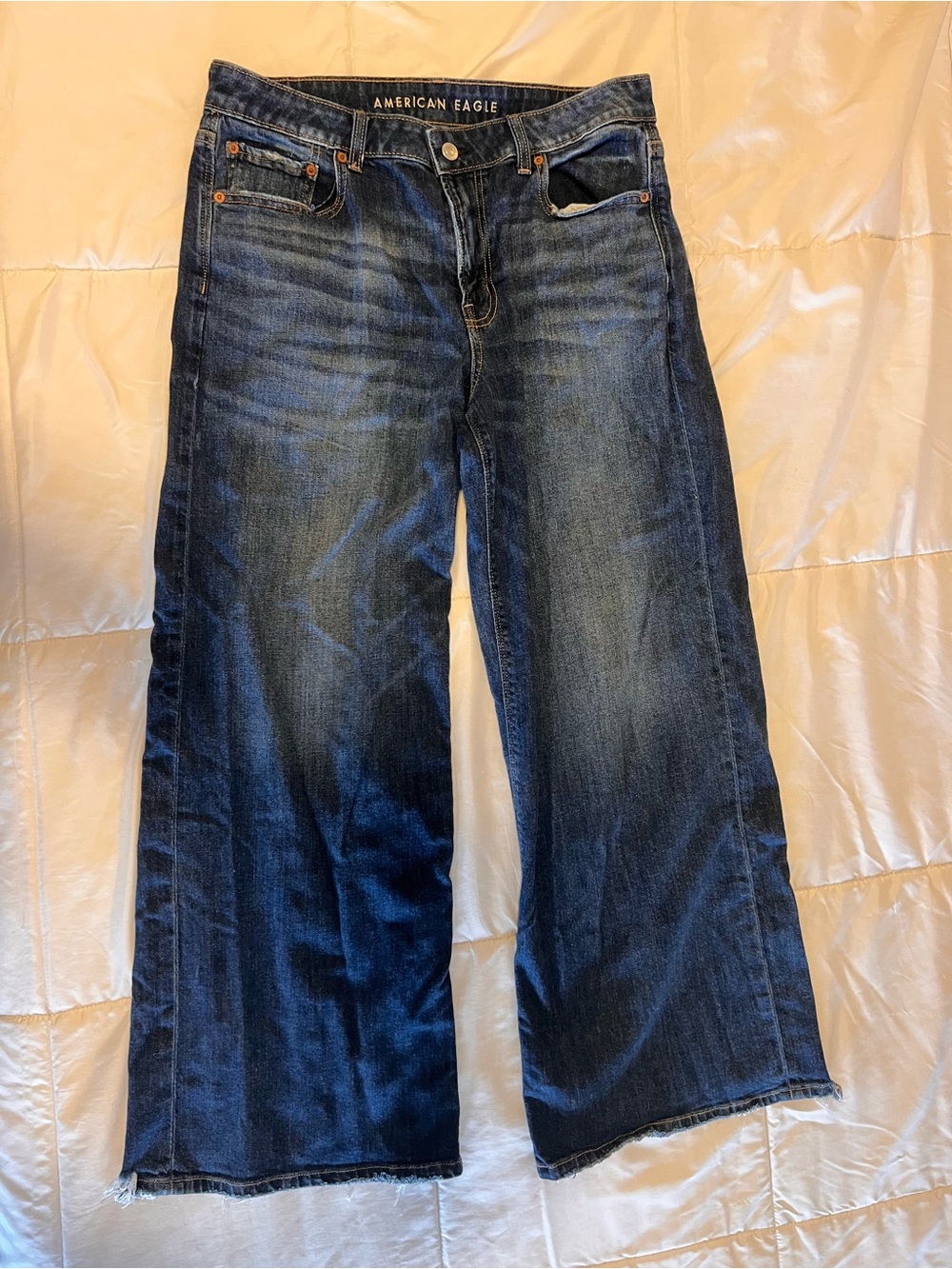 American Eagle Outfitters Womens Wide-Leg Dark Blue Wide-Leg Jeans- size 10